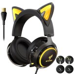 Casque de jeu usb 7. 1 rvb allume 3 modes avec 4 coques micro r�tractable pour jeux / vid�o / live, usb ...