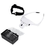 Casque loupe frontale loupe lunette serre t�te avec 2 led + 5 lentilles pour travail pr�cision lecture ...