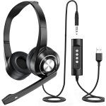Casque d'ordinateur pc avec micro, stereo casque ultra confort usb / 3, 5 mm filaire antibruit, pour ... Casque d'ordinateur pc avec micro, stereo casque ultra confort usb / 3, 5 mm filaire antibruit, pour ...