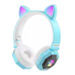 Casque d'oreille de chat mignon, �couteurs sans fil bluetooth, jeu de musique, �couteurs lumineux pour ...