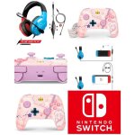 Casque pc nintendo switch rouge et bleu + manette sans fil bluetooth amliore switch - princess peach ...