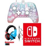 Casque pc switch rouge et bleu - manette switch 2 advantage - mushroom kingdom nintendo