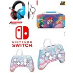 Casque pc switch rouge et bleu - manette switch 2 advantage - mushroom kingdom nintendo - sacoche switch ...
