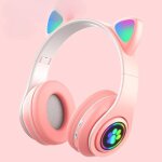 Casque sans fil avec microphone pour enfants, casque avec oreilles de chat mignon, suppression du bruit, ... Casque sans fil avec microphone pour enfants, casque avec oreilles de chat mignon, suppression du bruit, ...