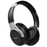 Casque stro bluetooth sans fil avec controle tactile pliable, carte tf avec micro, noir + argent