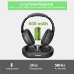 Casque tv sans fil pour seniors, avec station de charge et emetteur, confortable, longue dure de vie ...