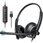 Casque usb filaire avec microphone pour pc ¿ casque d'ordinateur avec microphone pour wfh centre d'appel ...