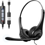 Casque usb filaire pour pc / ordinateur portable, headset avec microphone antibruit, ecouteur pour bureau, ... Casque usb filaire pour pc / ordinateur portable, headset avec microphone antibruit, ecouteur pour bureau, ...