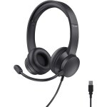 Casque usb avec micro lger on ear, arceau rglable, microphone flexible, cble 1, 8 m, casque audio ...
