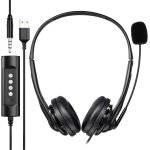 Casque usb pour pc / ordinateur, 3, 5 mm, dot dun son stro lger avec un microphone flexible, casque ...