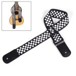 Ceinture en cuir ukulele a carreaux noir et blanc, sangle r�glable, accessoires pour petites guitares ...