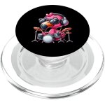 Cfux - flamant joueur de batterie avec casque popsockets popgrip pour magsafe Cfux - flamant joueur de batterie avec casque popsockets popgrip pour magsafe