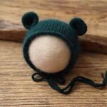 Chapeau en peluche de vison tricot avec petite oreille, accessoires de photographie pour, bb 100 jours, ...