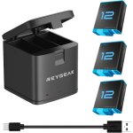 Chargeurs de batterie pour gopro hero 12 black hero 11 / 10 / 9, 2 batteries de rechange avec trois emplacemen ...