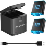 Chargeurs de batterie pour gopro hero 12 black hero 11 / 10 / 9, 2 batteries de rechange avec trois emplacemen ...