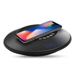 Chargeur rapide sans fil horloge enceinte bluetooth nfc sans contact noir yonis