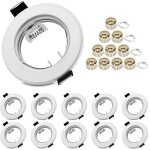 Cheng - projecteurs led encastrables gu10 - lot de 10, cadre rond blanc mat avec douille cramique durable, ...