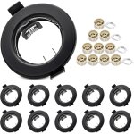 Cheng - projecteurs led encastrables gu10 - lot de 10, cadre rond noir mat avec douille cramique durable, ...