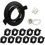 Cheng - projecteurs spot encastrable gu10 noir orientables 30, 12x cadre de montage encastrable 68mm ...