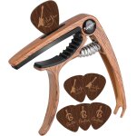 Chenquansarl - capodastre guitare, capo de guitare en grain de bois avec 6 mediators unique, pour guitare ...