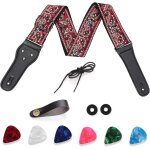Chenquansarl - sangle guitare, broderie courroies de guitare en coton avec extrmits en cuir pleine ...