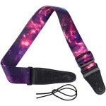 Chenquansarl - sangle de guitare, ceinture ajustable motif nuages violets et ciel etoil avec extrmits ...