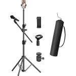 Chenquansarl - trpied de microphone avec perche au sol, base robuste rglable en hauteur (70 - 210 cm) ...