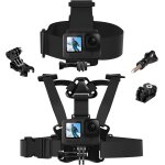 Chest harness and head harness for action cam, chest belt compatible with hero 13, 12, 11, 10, 9, 8, ...