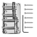 Chevalet de basse professionnel a quatre cordes en m�tal pour guitare basse electrique a 4 cordes (argent) ...