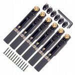 Chevalet fixe en métal a 6 cordes avec sillet et clé pour guitare electrique sans tête, noir Chevalet fixe en métal a 6 cordes avec sillet et clé pour guitare electrique sans tête, noir