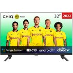 Chiq l32g7l 32  frameless android tv, direct - lit leds, hdr10, dbx - tv, quad - core cpu, 2. 4 / 5g ...