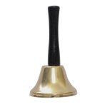 Cloche a main en acier dor alarme de cloche d'appel fort, amour de la famille, cloches a main musicales, ...