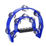 Clochette a main a double range de grelots, tambourin, instrument de musique a percussion (bleu)