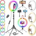 Cmjaagur - 11. 5'' ring light avec trpied grand, anneau lumineux professionnel avec 40 rvb mode 13 niveaux ...