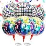 Cmjaagur - ballon disco party 6 pices, 22 pouces miroir gant mtal 4db allons de fte disco boule disco ...