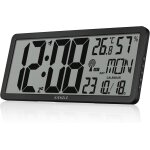 Cmjaagur - horloge murale numérique radio - pilotée xxl avec affichage de la température, de l'humidité, ... Cmjaagur - horloge murale numérique radio - pilotée xxl avec affichage de la température, de l'humidité, ...