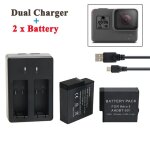 Cnyo� kingma pour gopro hero 5 batterie 2 pcs 1220 mah gopro 5 batterie + usb double chargeur de batterie ...