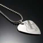 Collier avec pendentif médiator acier gravure guitare electrique / punk rock Collier avec pendentif médiator acier gravure guitare electrique / punk rock