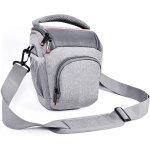 Compact dslr / dslr camera shoulder bag with rain cover for canon sony nikon fuji lens and flash - grey, ...