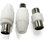 Connecteur pour antenne tv (lot de 2) et prise tv individuelle de couleur blanche, id�al pour les installation ...