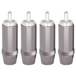 Connecteur audio rca plaqu argent pour haut - parleur hifi, 4 pices,  souder, cble de 8mm