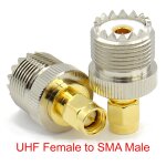 Connecteur uhf femelle vers sma mle, adaptateur buc - 239, convertisseur sma vers uhf rf coaxial, plaqu ...