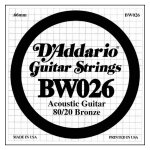 Corde au d�tail d'addario pour guitare acoustique 026 80 / 20 file bronze - bw026