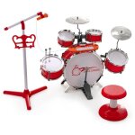 Costway batterie jazz pour enfant avec 5 tambours, 2 cymbales, tabouret, clavier 8 cls tambours angle ...