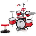 Costway batterie jazz pour enfant 5 tambours, 2 cymbales, tabouret clavier a 8 touches pupitre, microphone, ... Costway batterie jazz pour enfant 5 tambours, 2 cymbales, tabouret clavier a 8 touches pupitre, microphone, ...