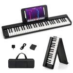 Costway clavier numrique 61 touches synthtiseur semi - lestes pliable connexions sans fil bluetooth ...