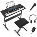 Costway clavier piano numrique 61 touches avec support, tabouret, 300 timbres, 300 rythmes, 50 dmonstrations ...