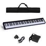 Costway clavier piano numrique portable 88 touches fonction bluetooth app microphone interface midi ...