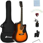 Costway guitare acoustique folk 41 pouce cutaway en bois avec accordeur sangle mdiator cordes supplmentaires ...