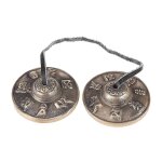 Cymbales a doigts en laiton faites a la main, cloches, instrument de musique religieux bouddhiste Cymbales a doigts en laiton faites a la main, cloches, instrument de musique religieux bouddhiste
